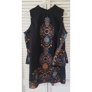 Crew Neck Blouse Casual Long Sleeve Asymmetrical Blouse Geometric Tribal Pattern